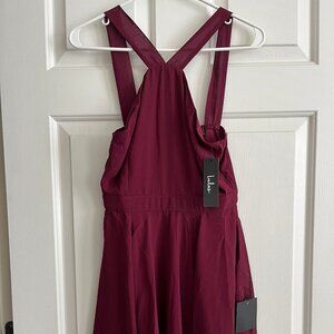 Lulus Forevermore Burgundy Skater Dress | Size Small | NWT